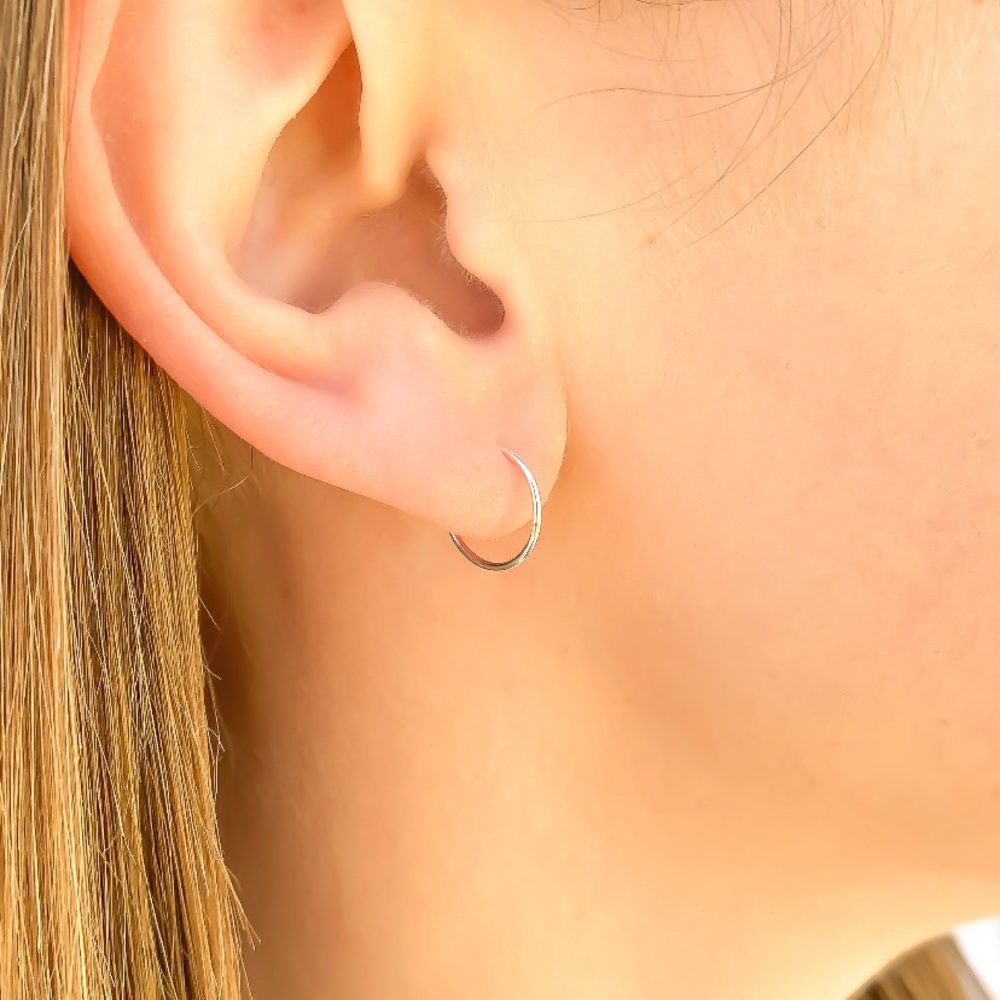 10mm- Sterling silver mini hoops. Endless everyday huggie hoops. Handmade - Picture 2 of 4